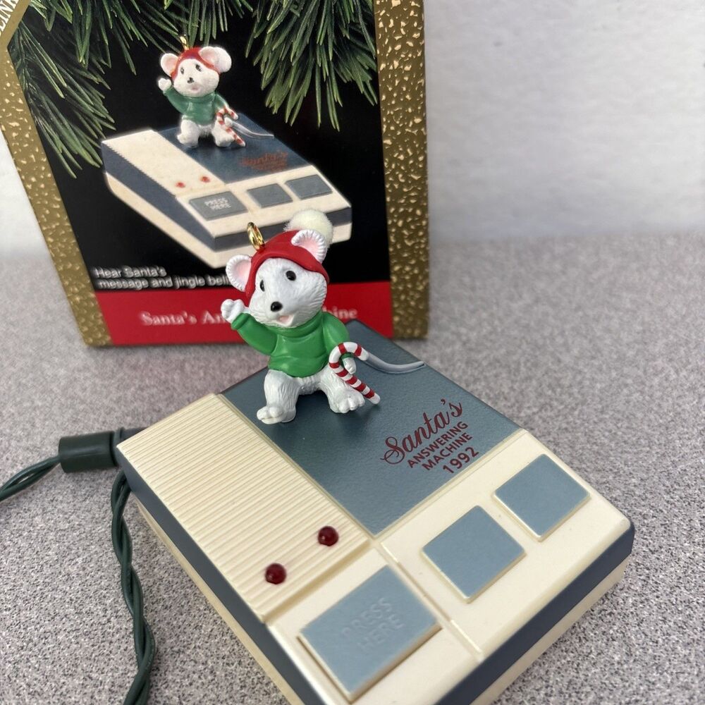 Vintage Hallmark Keepsake Ornament Santa's Answering Machine - Tested! Works! - Picture 3 of 9